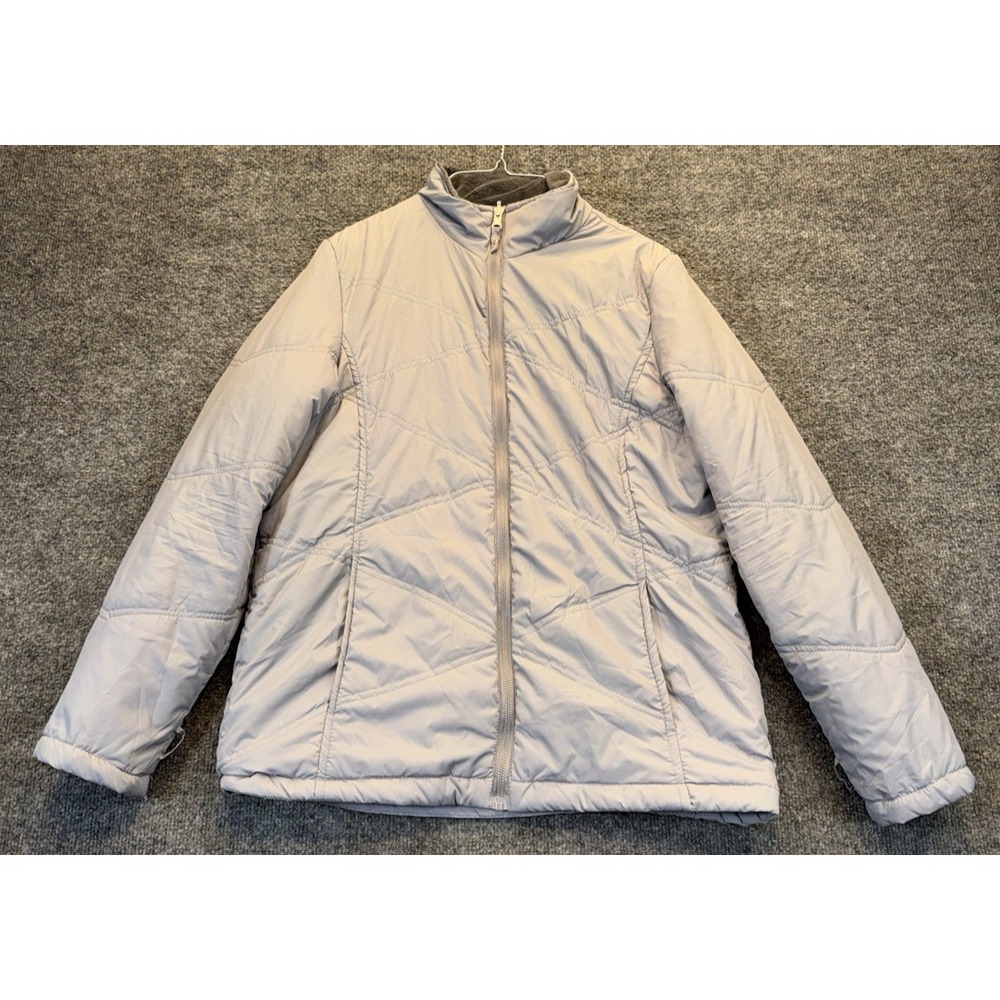 Below Zero Women's L Quilted Jacket Gray Fleece Lined Full Zip Lightweight Coat